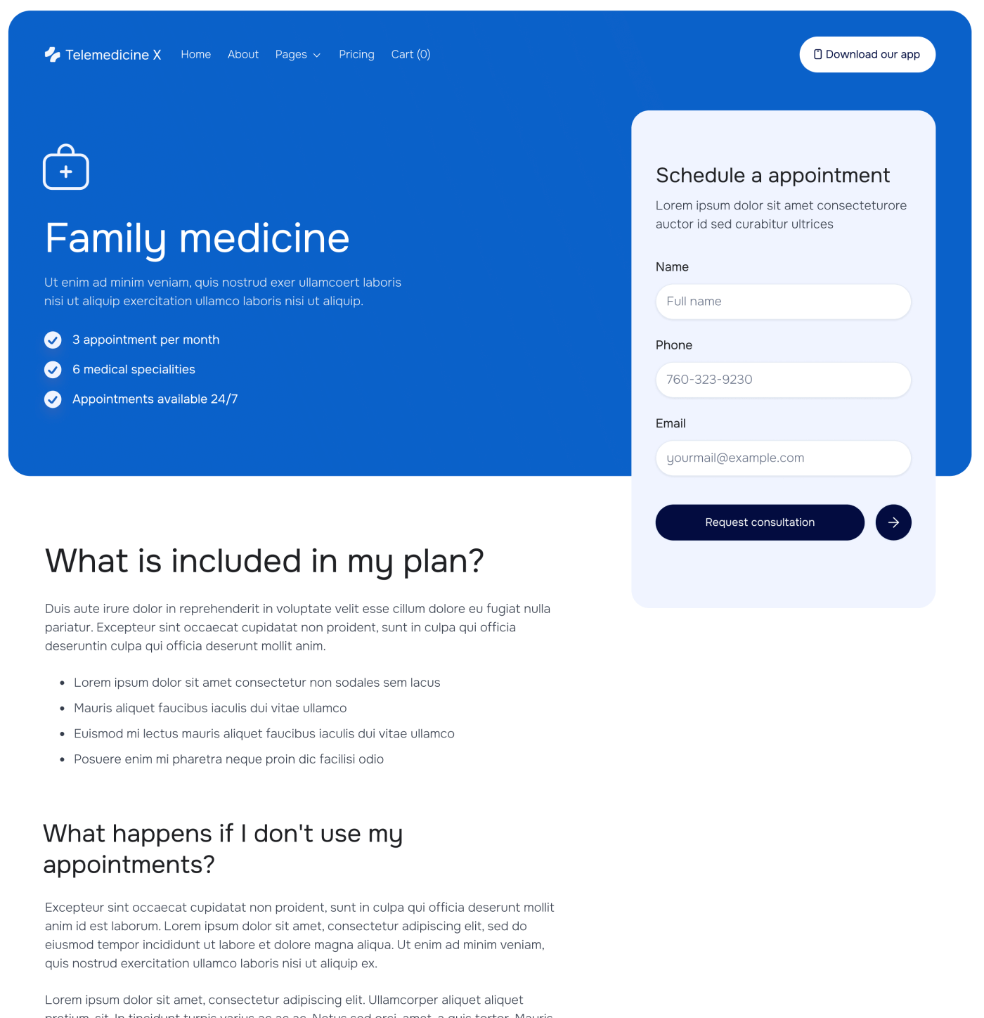Telemedicine X - Package Single Main Page - Telemedicine Hospital Webflow Template