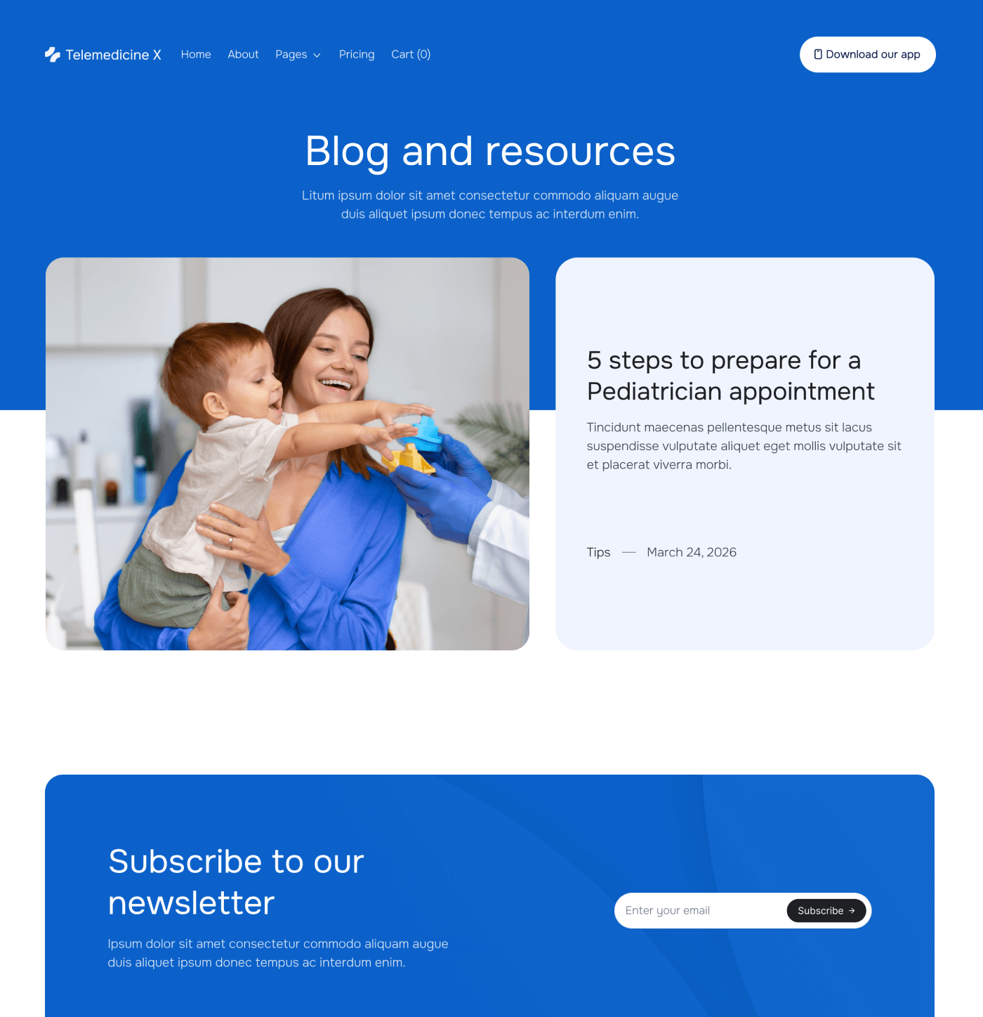 Telemedicine X - Blog V1 Main Page - Telemedicine Hospital Webflow Template