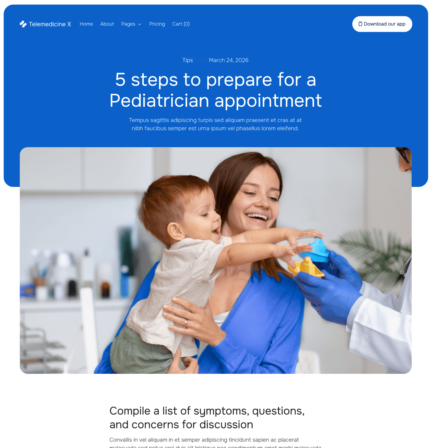 Telemedicine X - Blog Post Main Page - Telemedicine Hospital Webflow Template