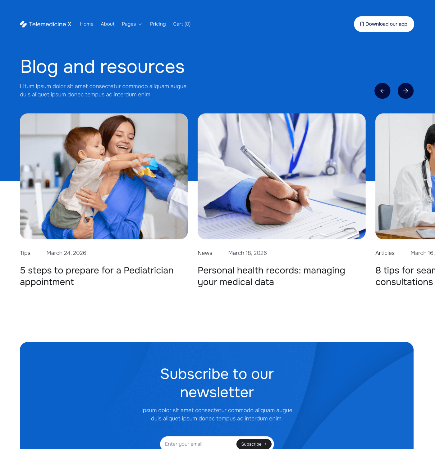 Telemedicine X - Blog V2 Main Page - Telemedicine Hospital Webflow Template