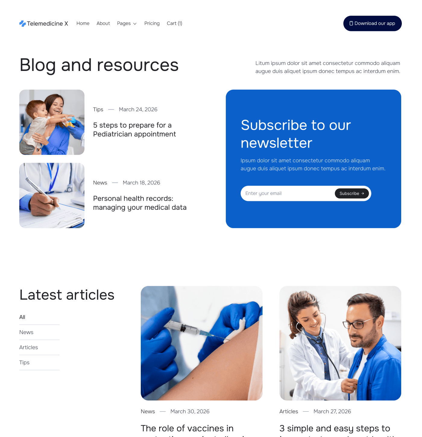 Telemedicine X - Blog V3 Main Page - Telemedicine Hospital Webflow Template