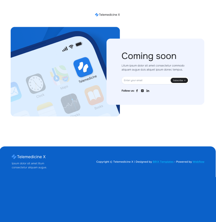 Telemedicine X - Coming Soon Utility Page - Telemedicine Hospital Webflow Template