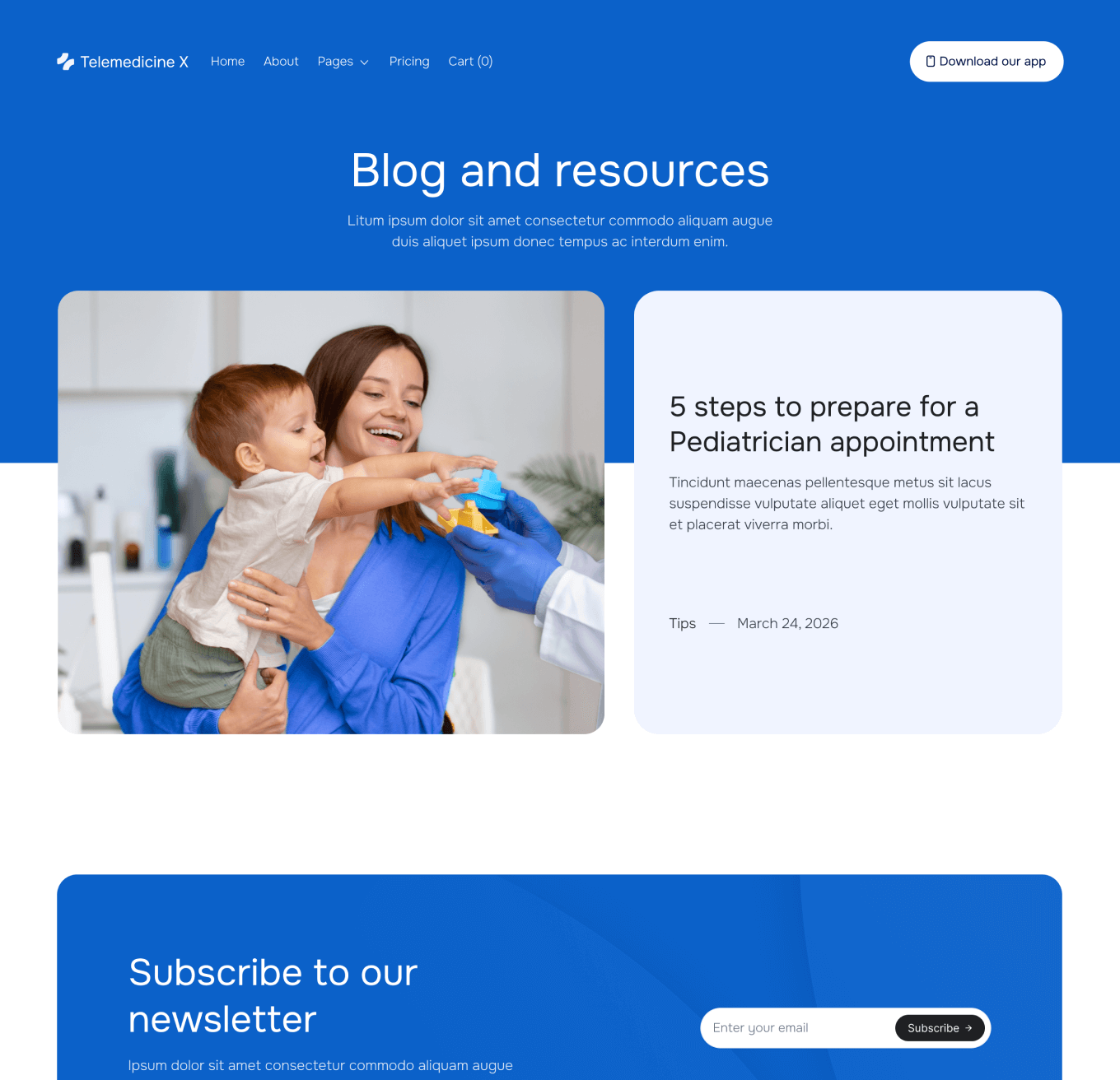 Telemedicine X Blog V1 Hero Page Telemedicine Hospital Webflow Template