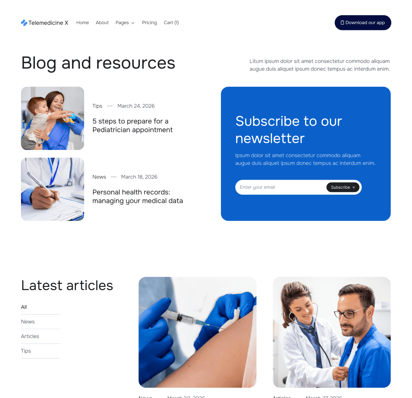 Telemedicine X Blog V3 Hero Page Telemedicine Hospital Webflow Template