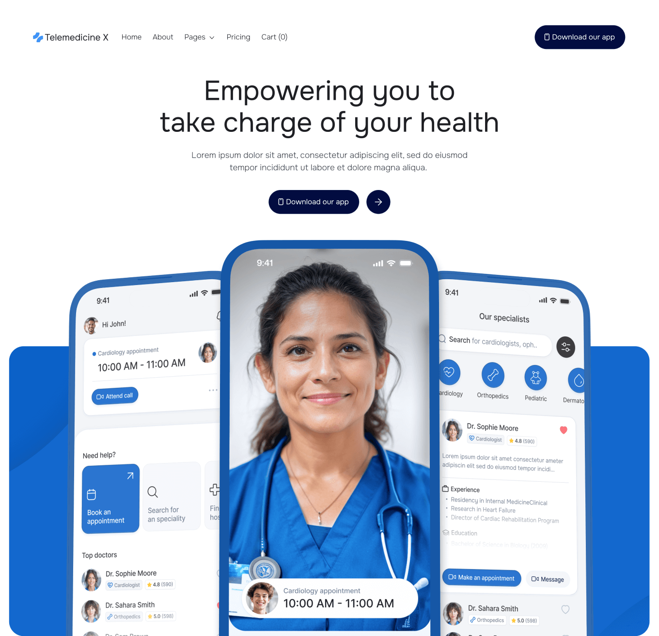 Telemedicine X Home V3 Hero Page Telemedicine Hospital Webflow Template