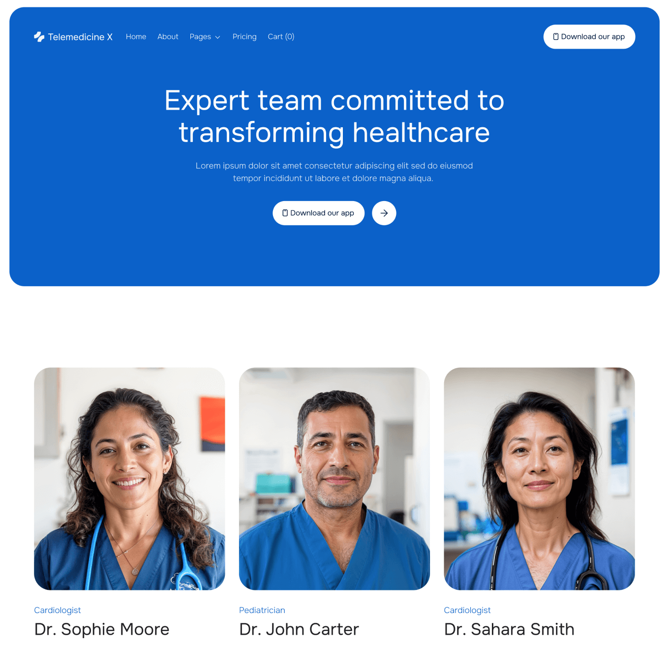 Telemedicine X Doctors Hero Page Telemedicine Hospital Webflow Template