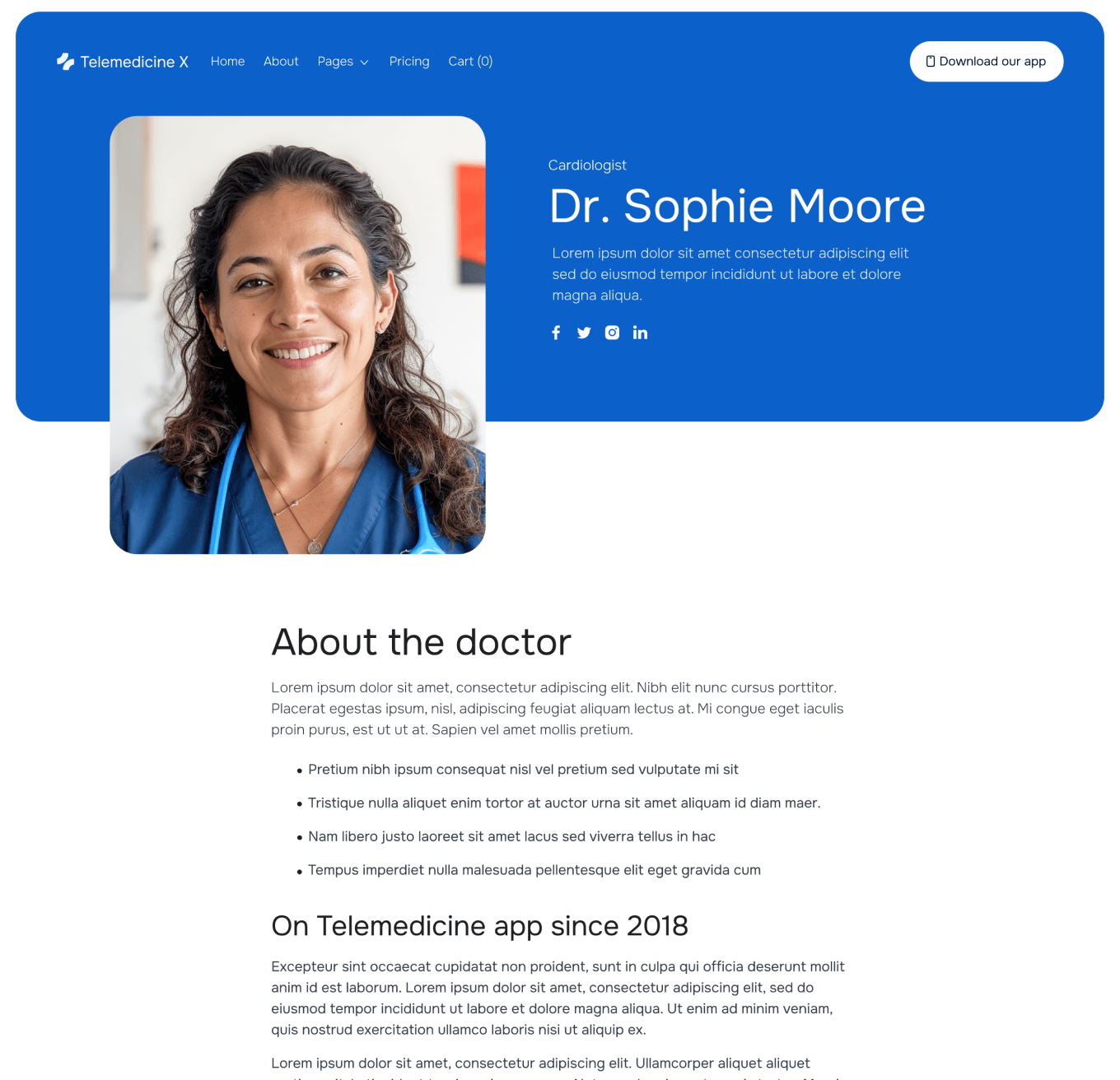 Telemedicine X Doctor Single Hero Page Telemedicine Hospital Webflow Template