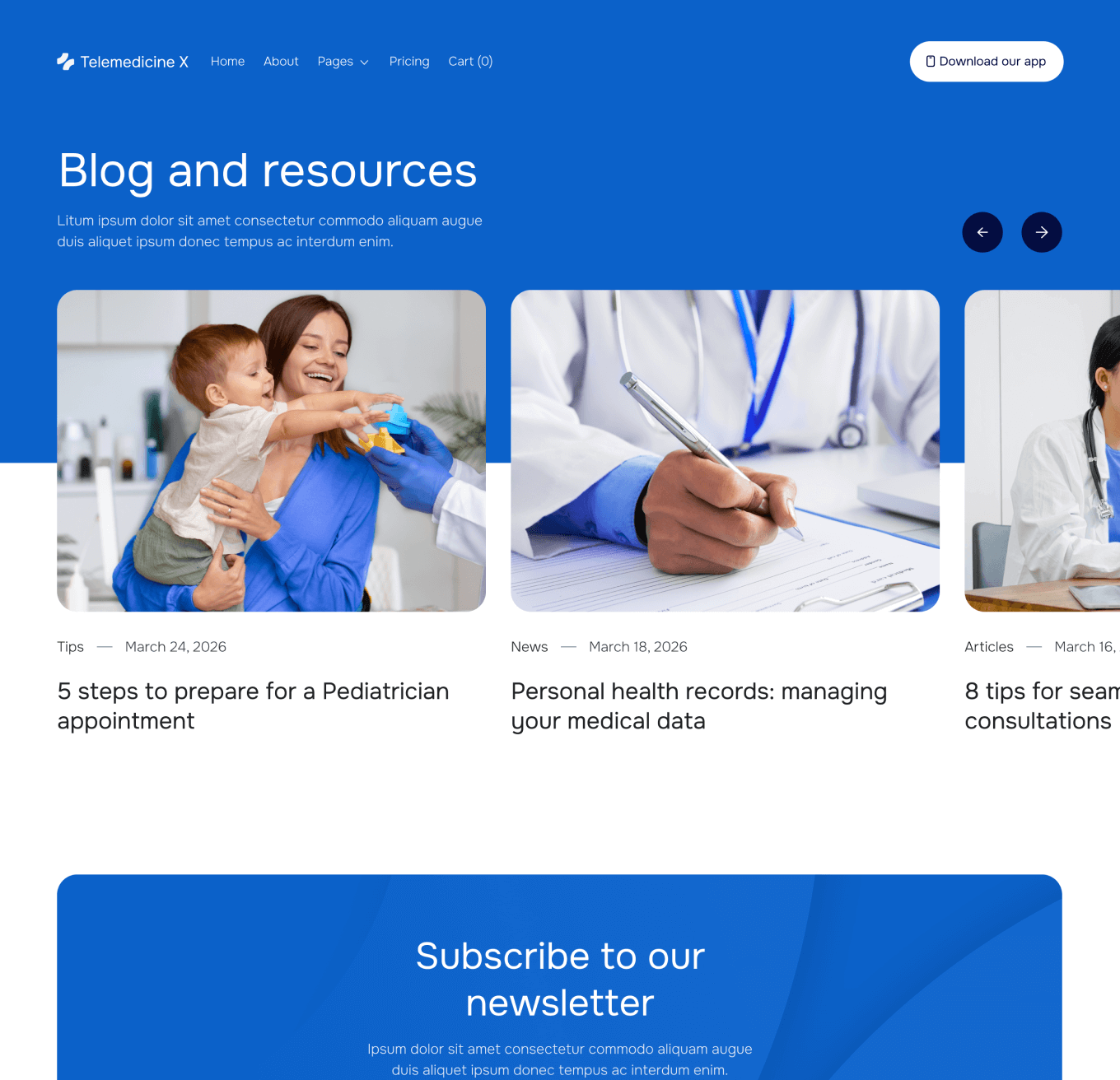 Telemedicine X Blog V2 Hero Page Telemedicine Hospital Webflow Template