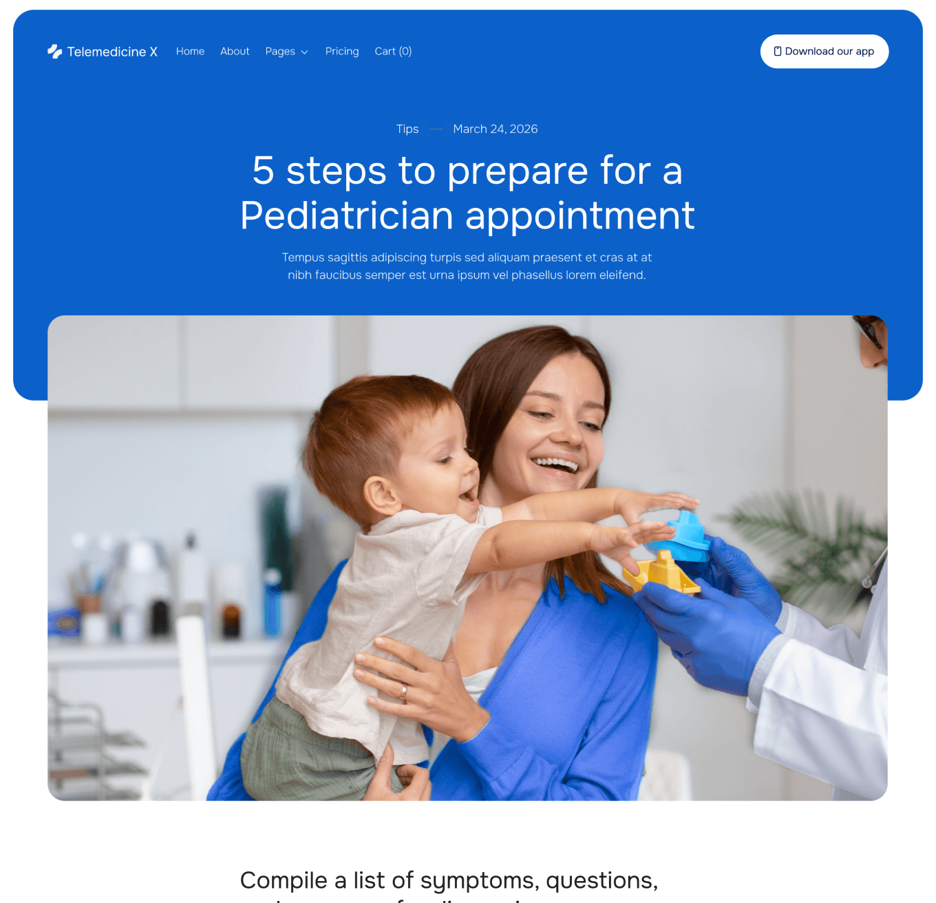 Telemedicine X Blog Post Hero Page Telemedicine Hospital Webflow Template