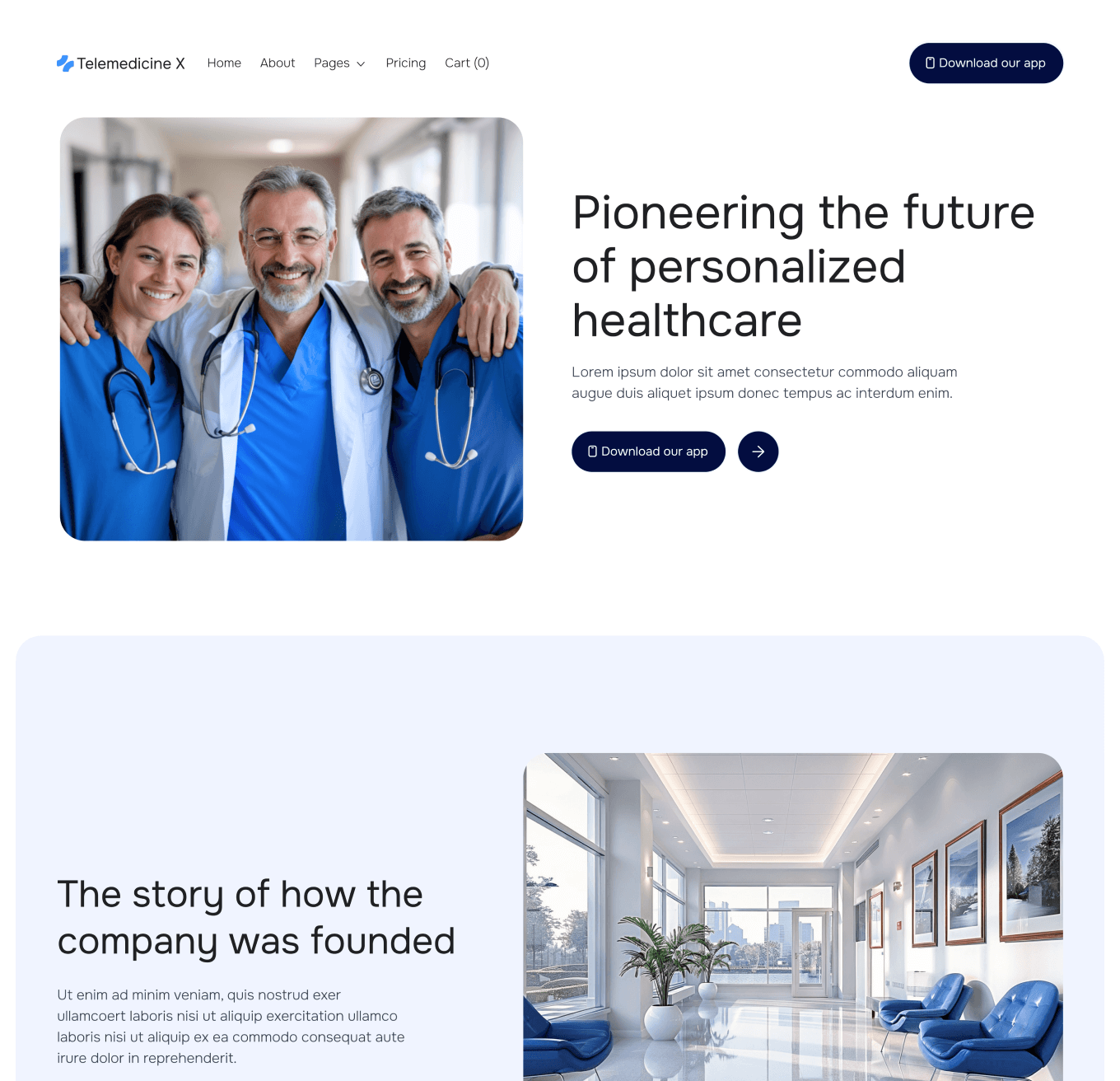 Telemedicine X About Hero Page Telemedicine Hospital Webflow Template
