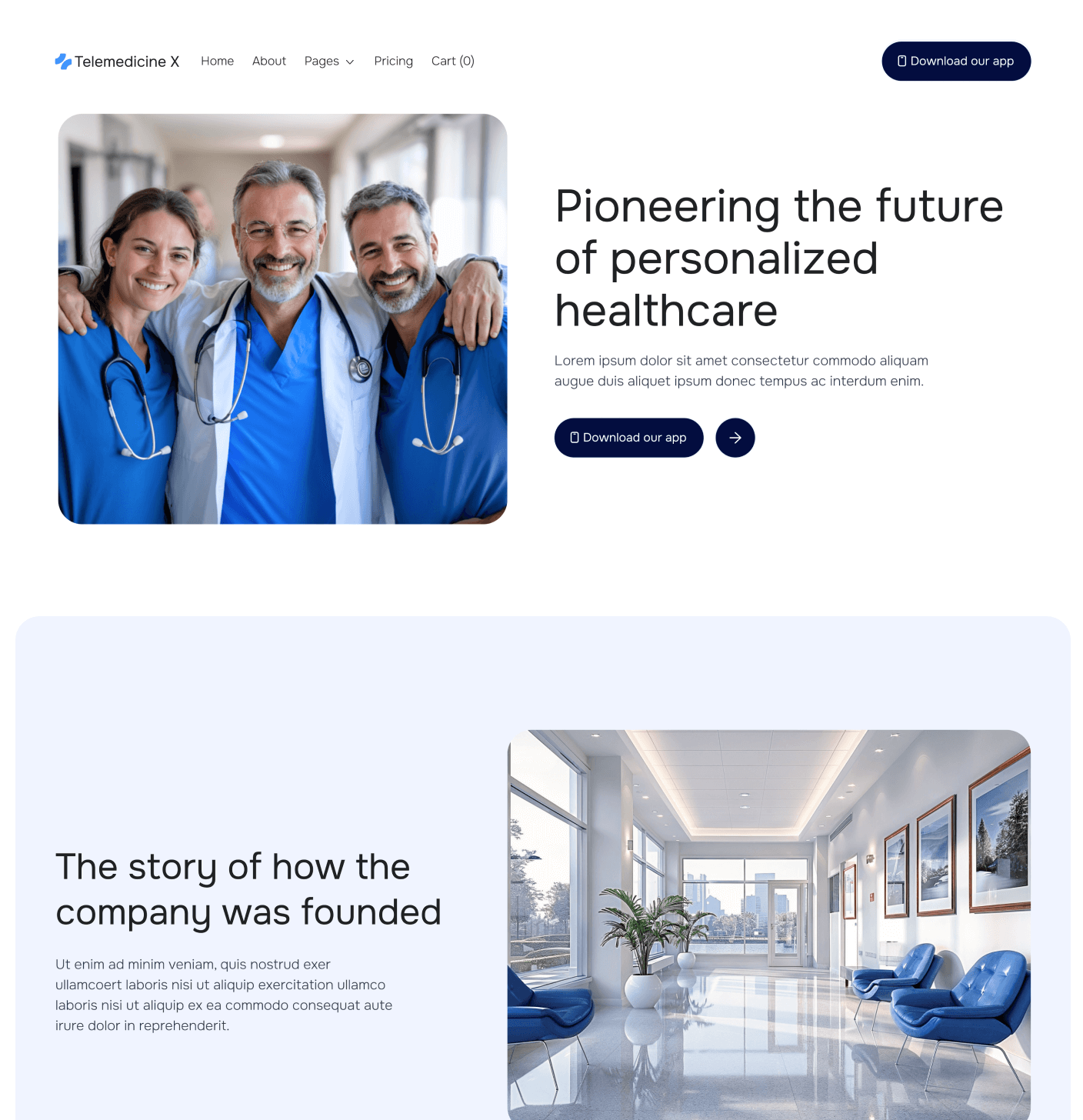 Telemedicine X About Main Page Telemedicine Hospital Webflow Template