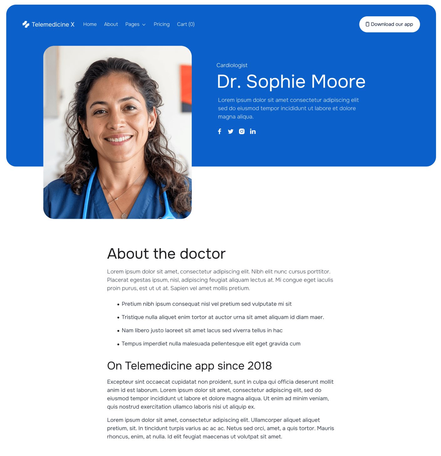 Telemedicine X Doctor Single Main Page Telemedicine Hospital Webflow Template