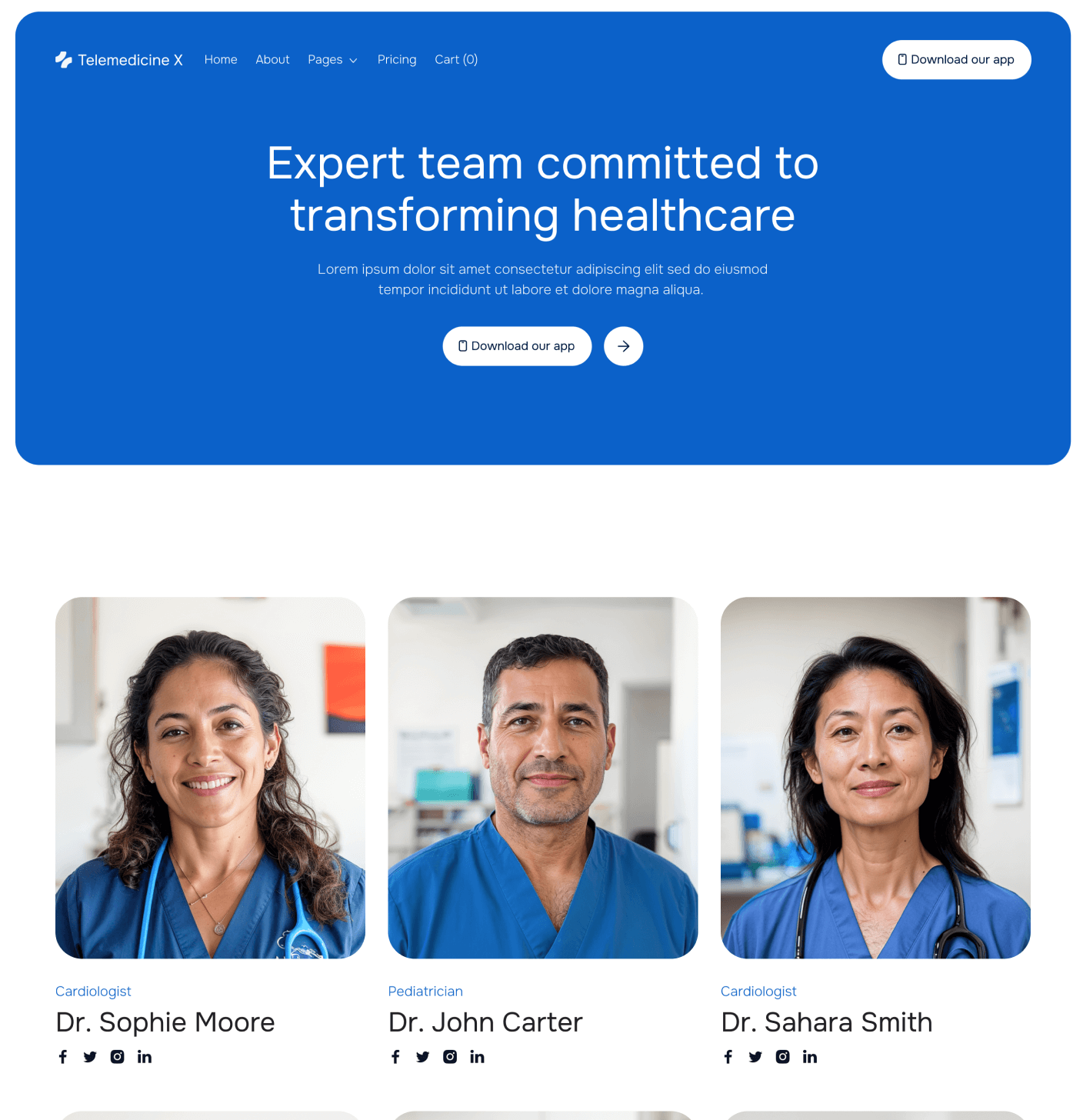 Telemedicine X Doctors Main Page Telemedicine Hospital Webflow Template
