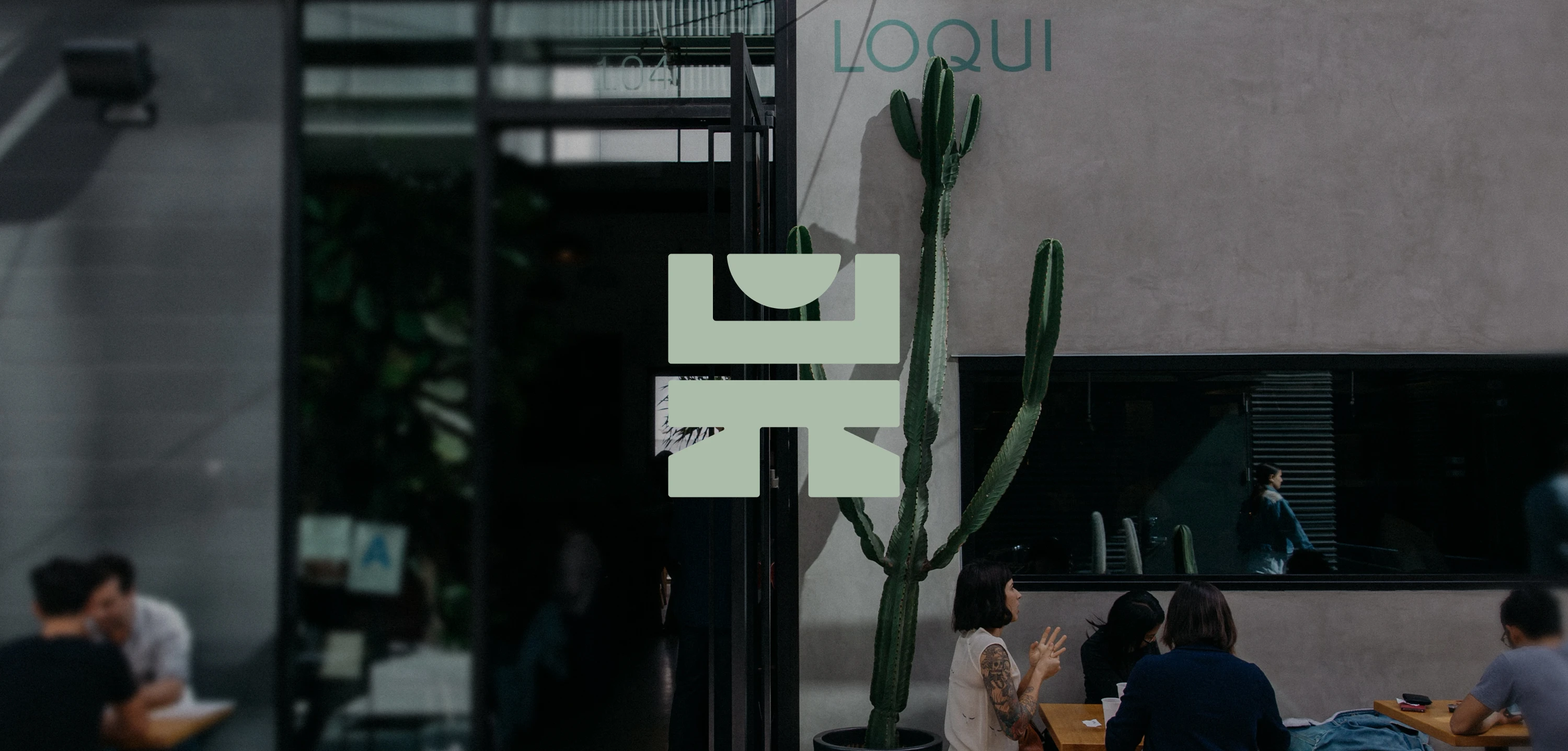 Photo of one of loqui's restaurant locations with loqui's signature icon mark.