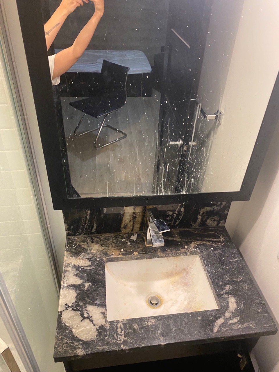 Before cleaning student dorm room bathroom sink western university