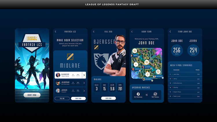 League of Legends Fantasy Draft App concept.