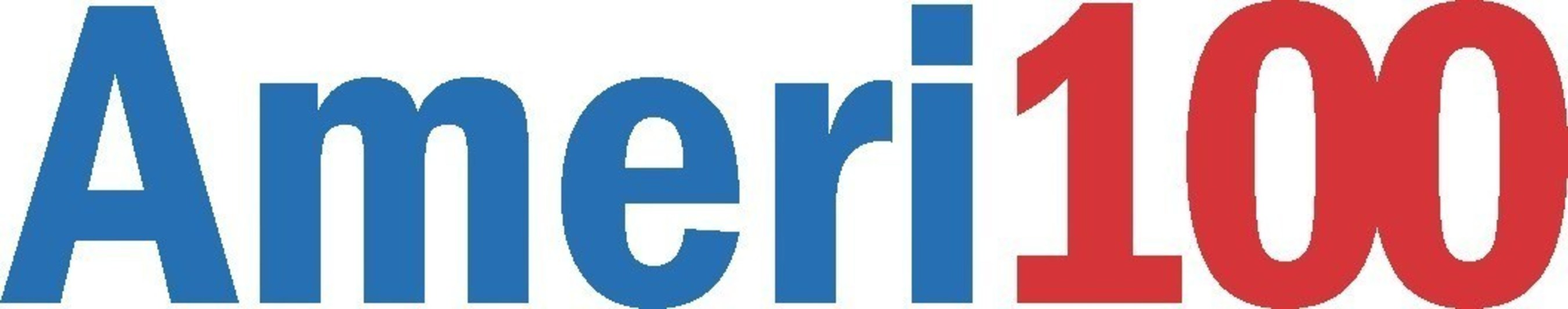 Logo with text 'Ameri' in blue followed by '100' in red.
