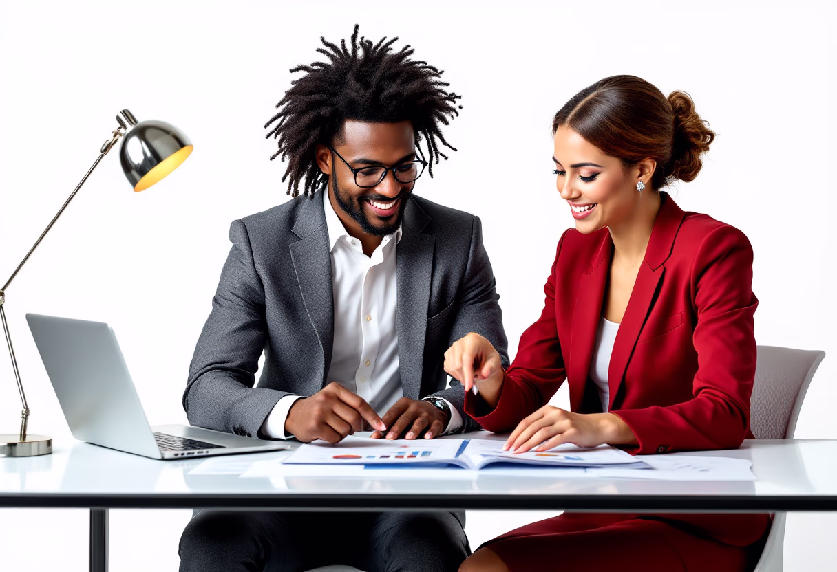 image of accountants reviewing financial documents in an office