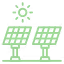 Green line drawing of solar panels