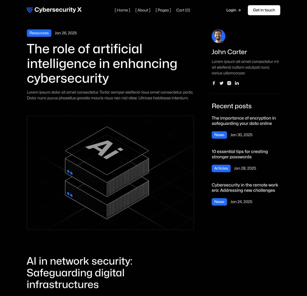 Cybersecurity X - Blog Post - Cyber Security Webflow Template