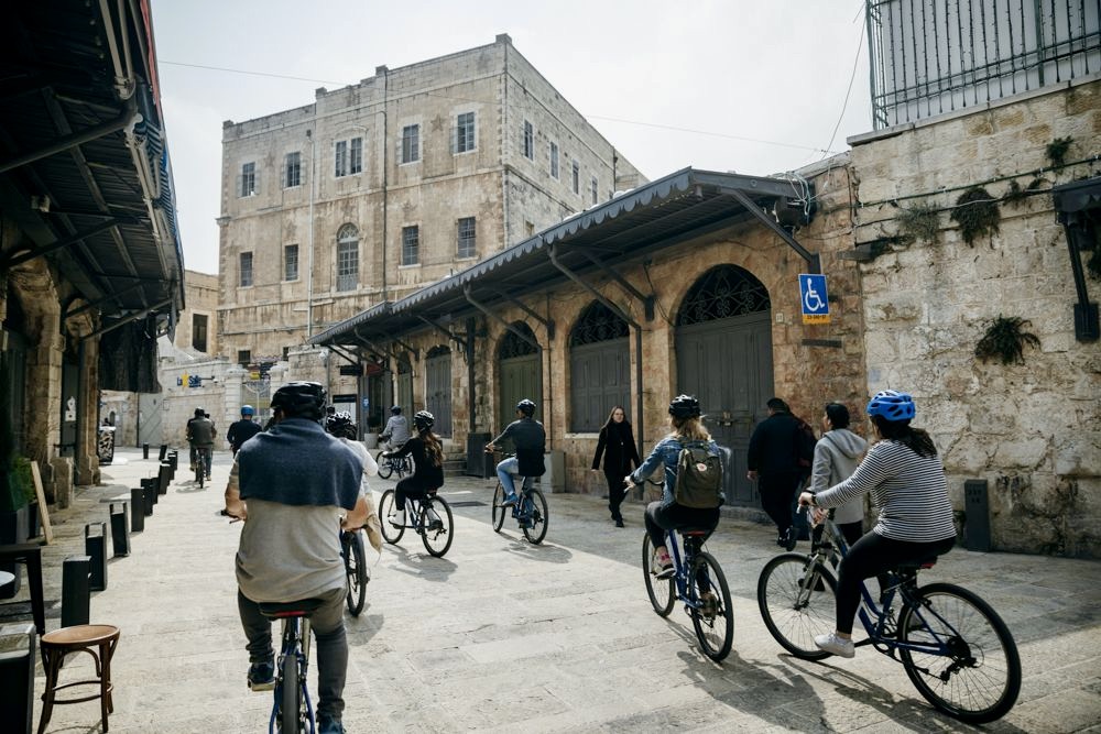 Cycling through Old City streets