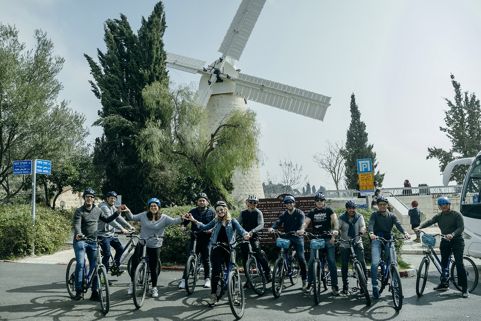 Cycling group at windmill