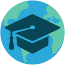 Graduation cap with planet Earth in the background showing Schology's mission of helping international students study abroad on Scholarships