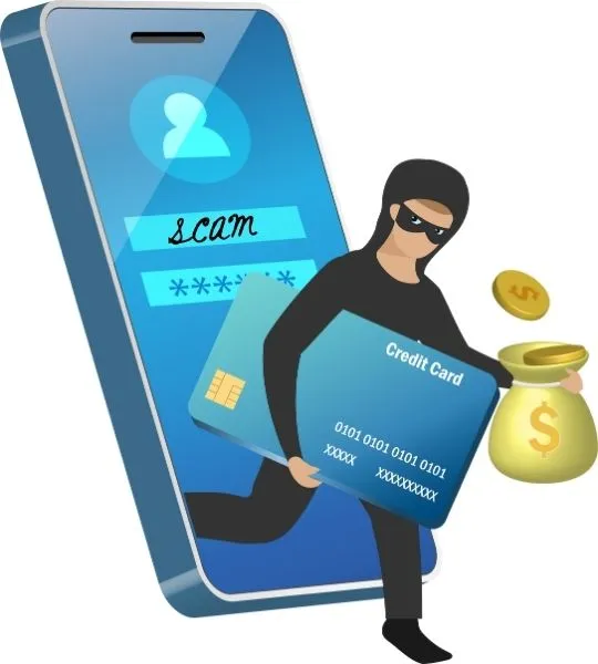 Scholarship scam illustration showing online fraud and financial theft – Schology Blog
