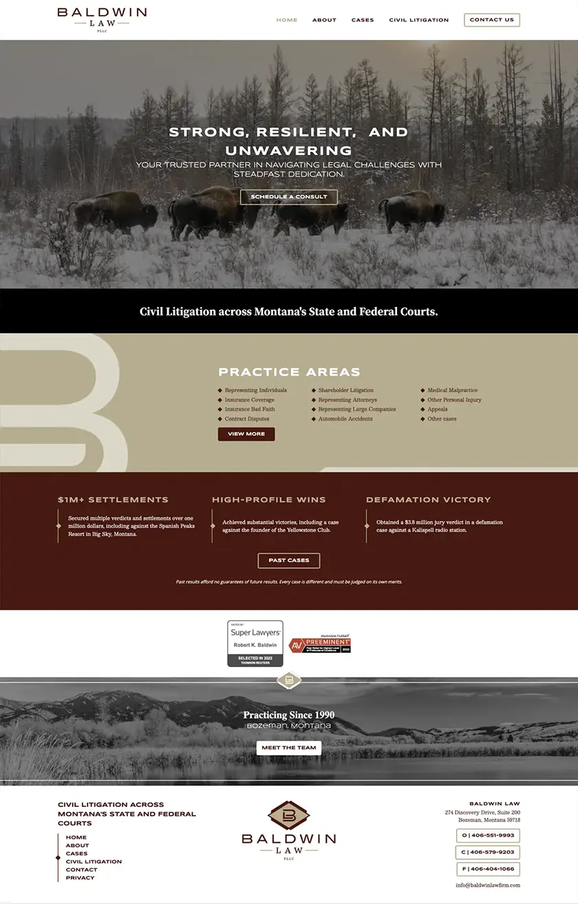 A screenshot of Baldwin Law's website.