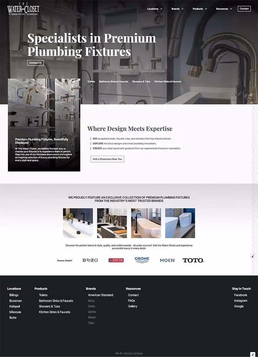 A screenshot of Water Closet's website.