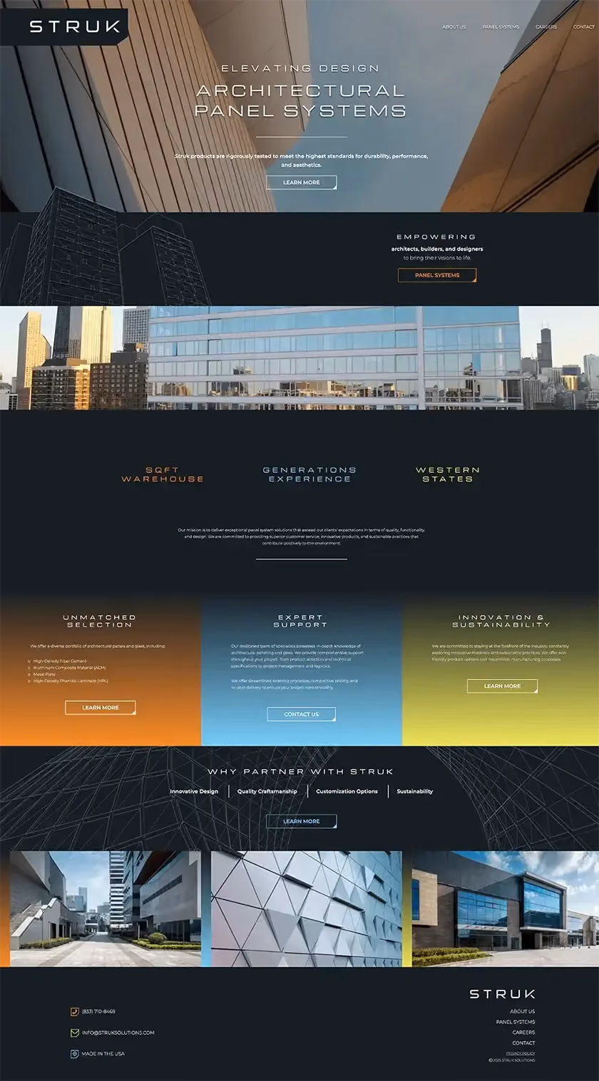 A screenshot of Struk Solutions' website.