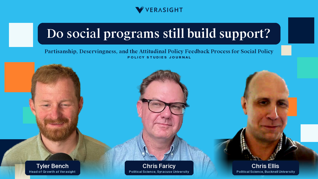 Chris Faricy, Chris Ellis and Tyler Bench in a Verasight video interview about partisanship and social policy