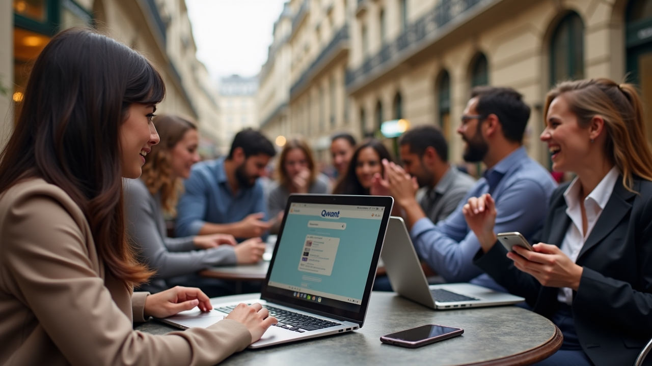 Interface du moteur de recherche Qwant avec logo et barre de recherche respectueuse de la vie privée