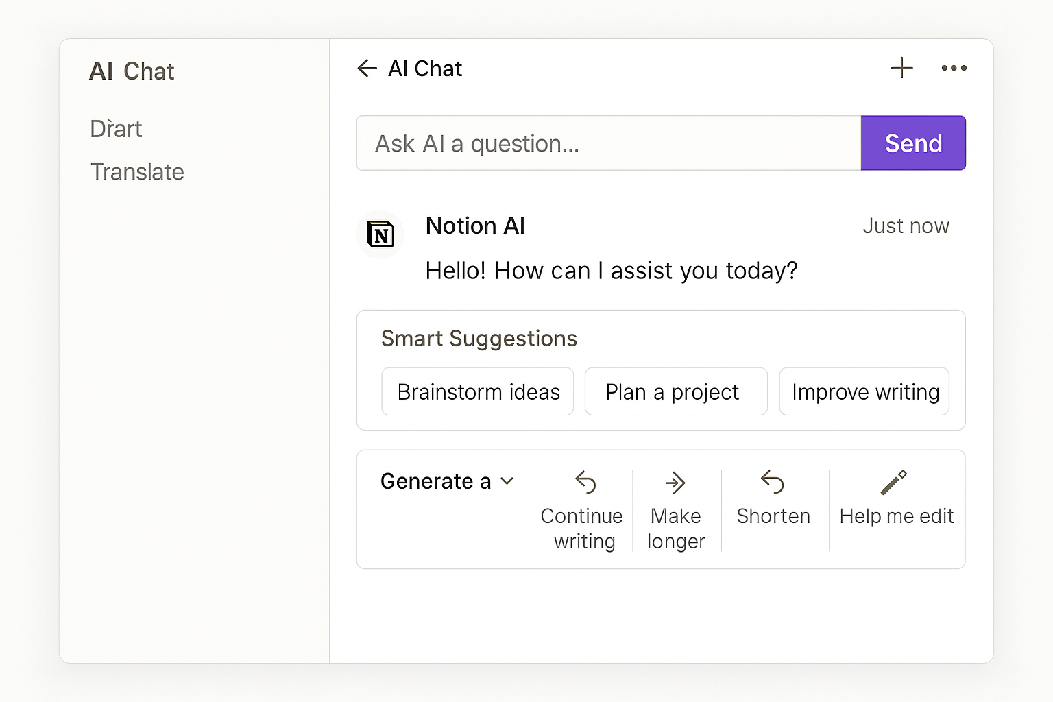 Notion AI Interface