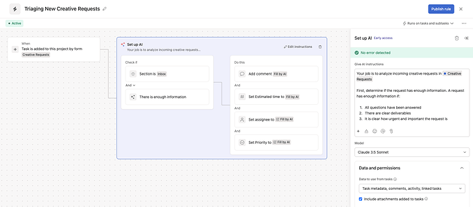 Asana AI Studio Interface