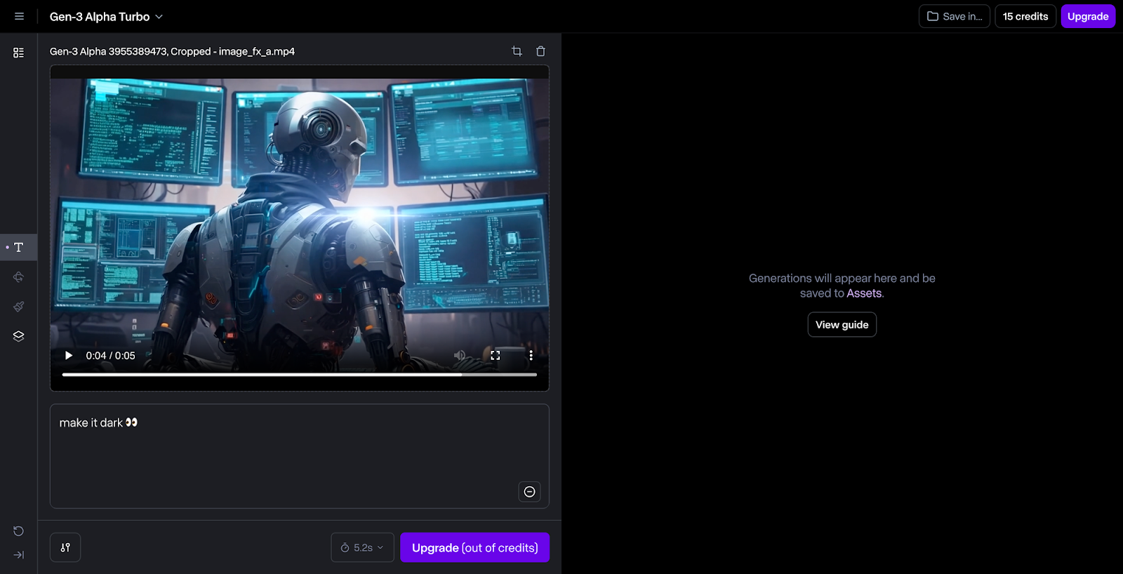 Runway Gen-3 Interface