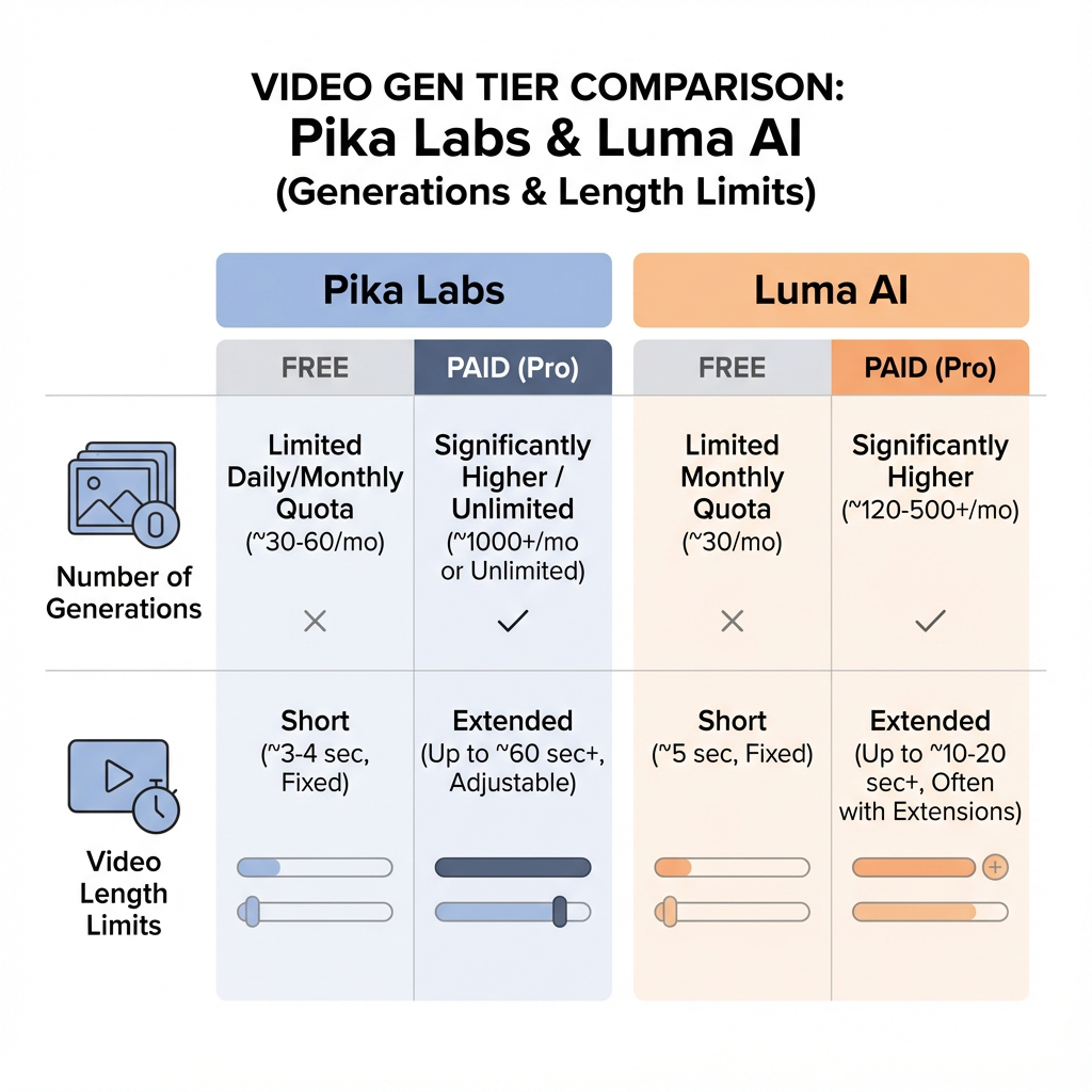 Pika Labs vs Luma AI Pricing Comparison