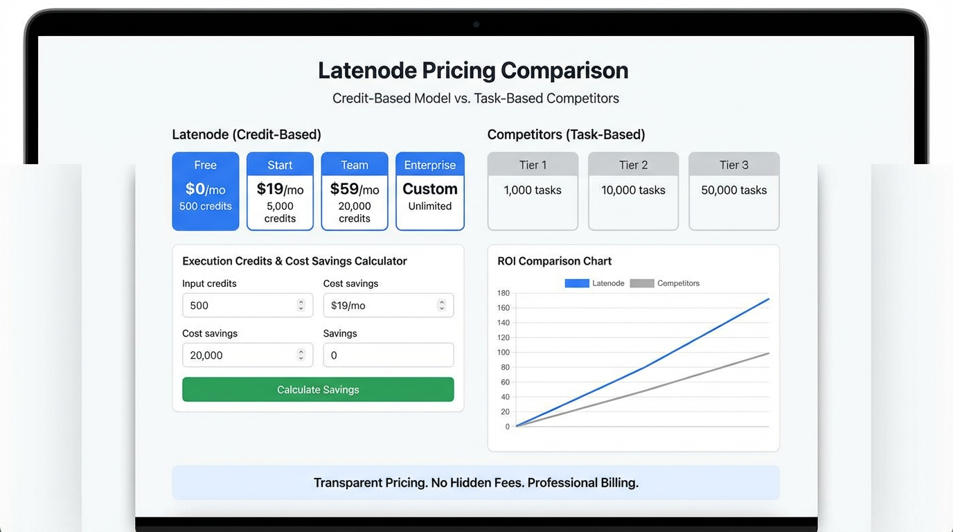 Latenode Pricing Comparison Dashboard
