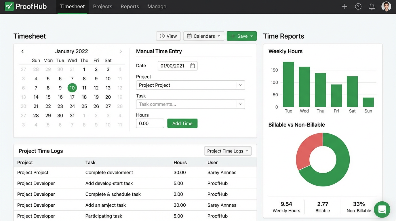 ProofHub Time Tracking