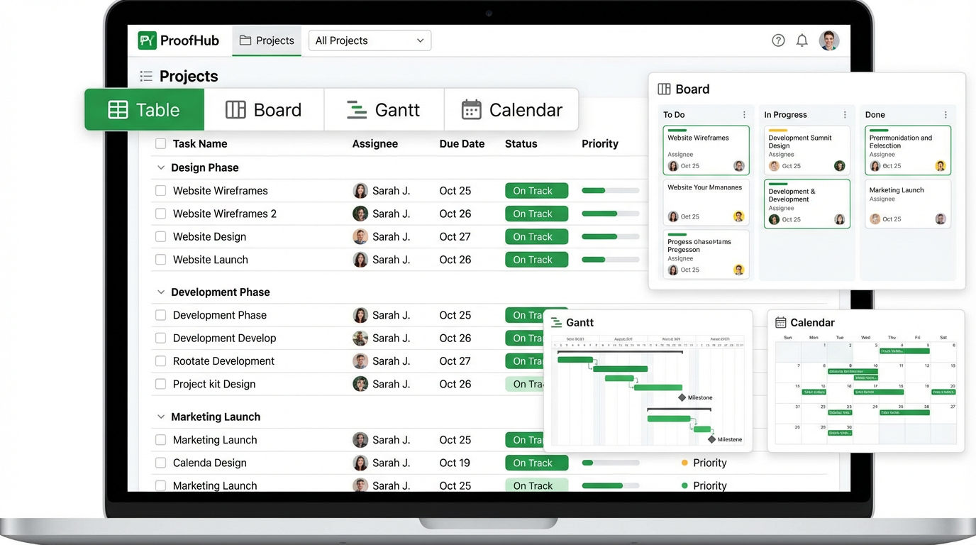 ProofHub Multiple Task Views