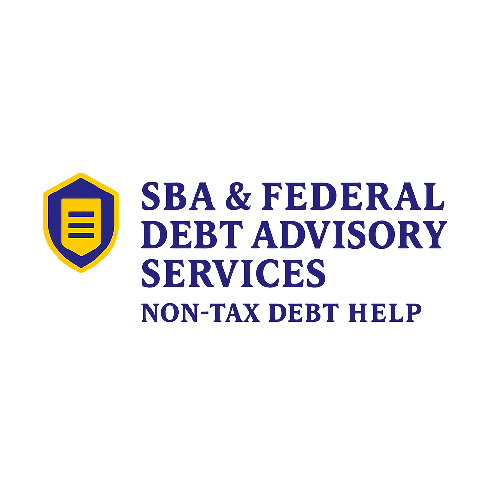 SBA & Federal Debt Advisory Services logo with shield icon and Non-Tax Debt Help tagline