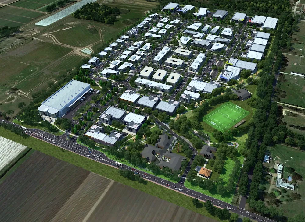 Aerial shot of proposed location for the Mornington Peninsula Technology, Industry and Business Park