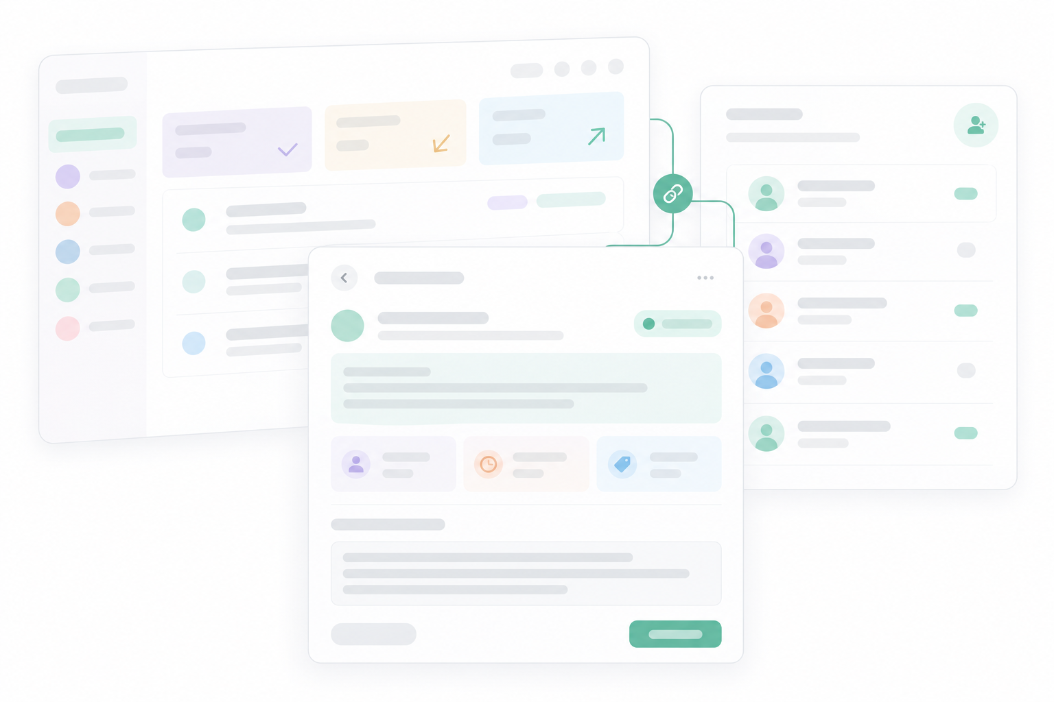 Illustrated decision views for customer communication, team operations and technical planning.