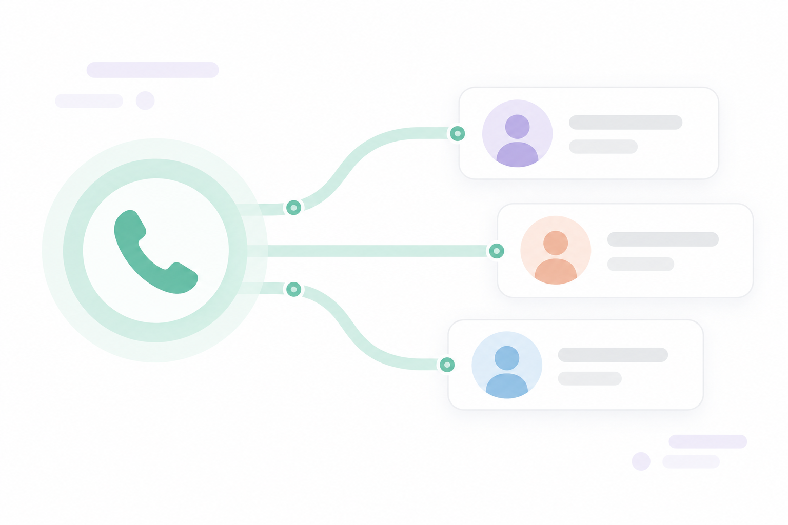 An illustration of a call symbol and users, representing concurrent conversations.