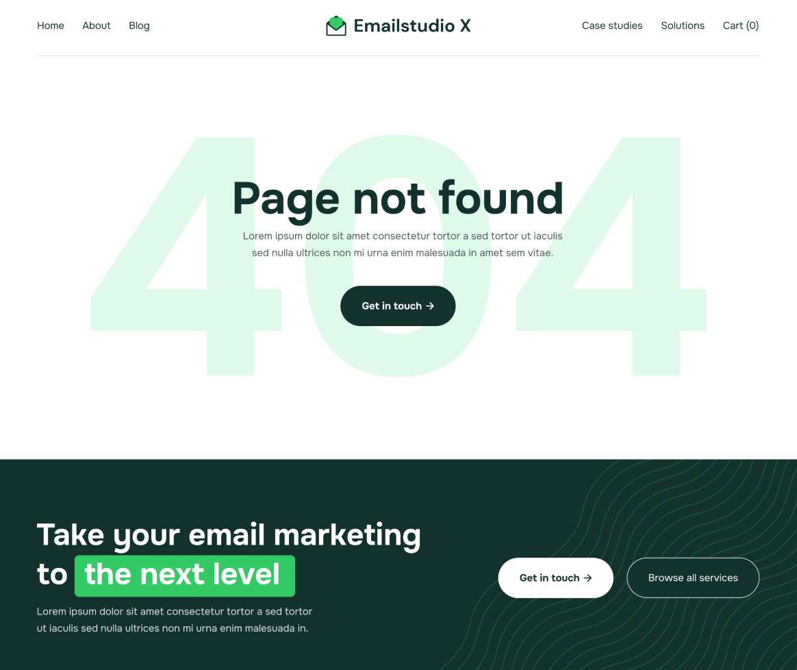 Emailstudio X - 404 Not Found Page - Email Marketing Agency Webflow Template