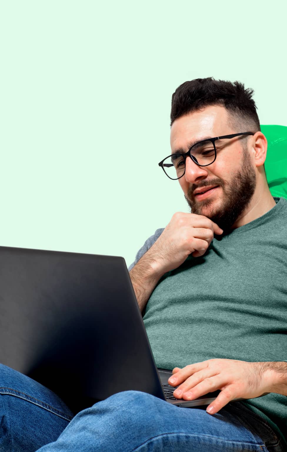 Man Working With His Laptop - Emailstudio X Webflow Template