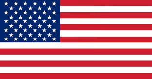 Flag of the United States with red and white stripes and white stars on a blue field.