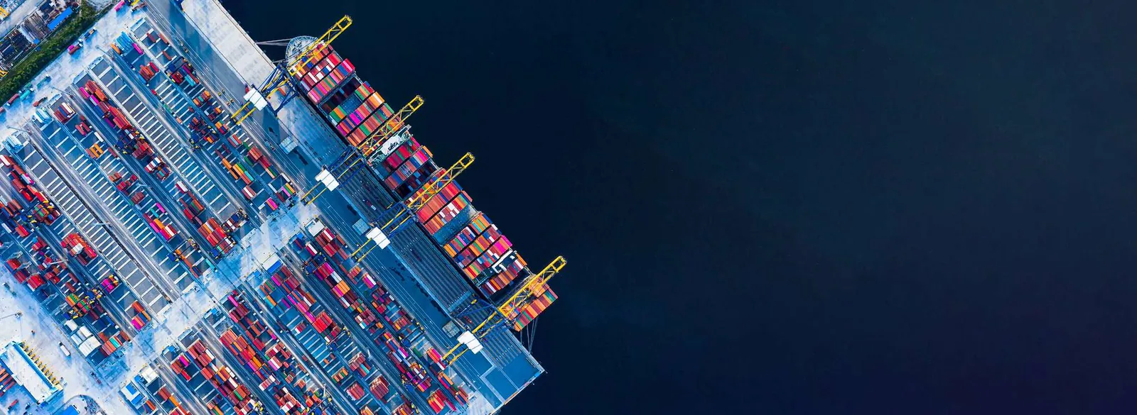 Container ship at port.