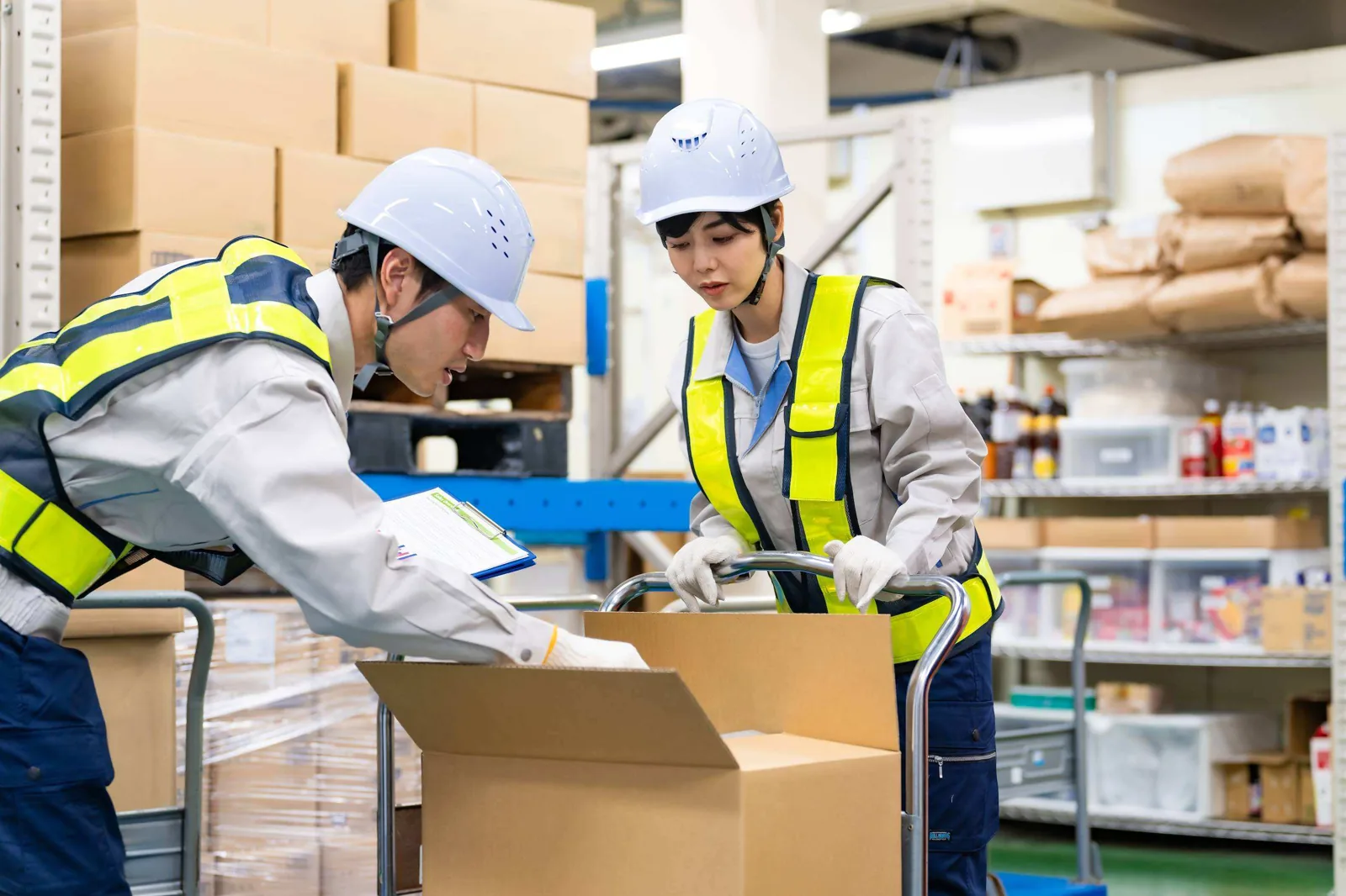 Warehouse carton inspection.