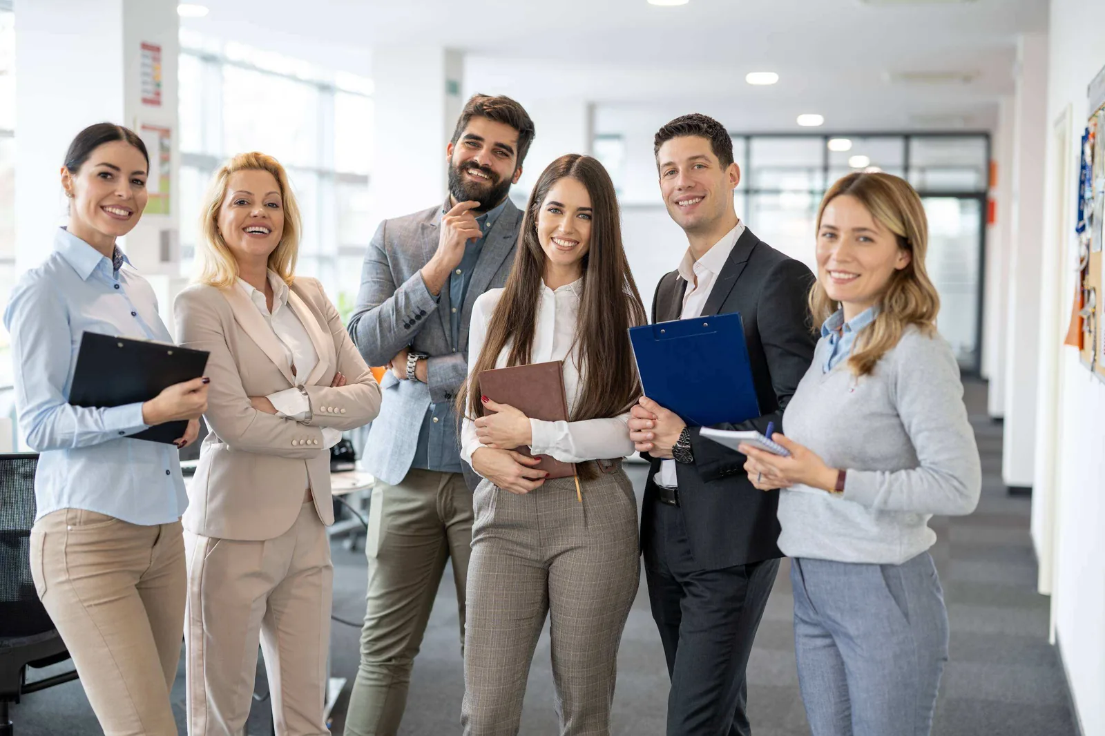 Business team with documents in an office.